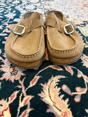 Birkenstock gray taupe Buckley suede leather moccasin clog NWOT size 39 womens 8